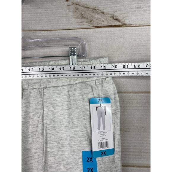 Danskin Womens 2X Scuba Pants Oatmeal Heather Wide Leg Stretch Pull On Soft NWT - Picture 5 of 13